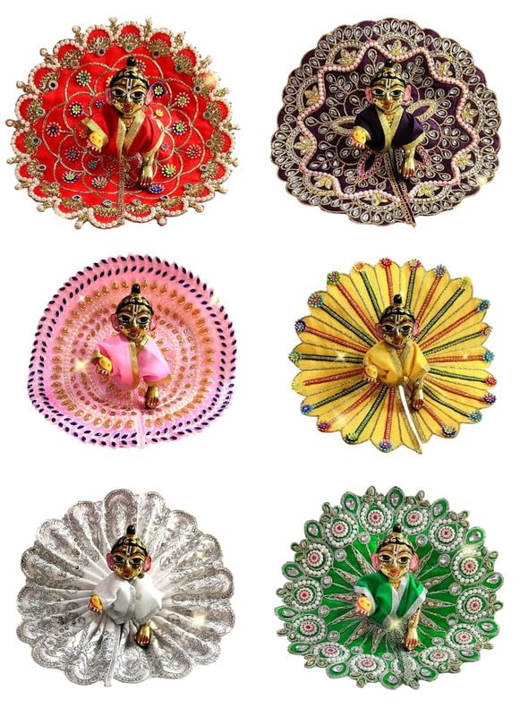 Partish Laddu Gopal Dress Size 0 l Ladoo Gopal Dress l Kanha Ji Dress (Set of 6 Poshak) Size 0 1 2 3 4 5 6 - Image 1