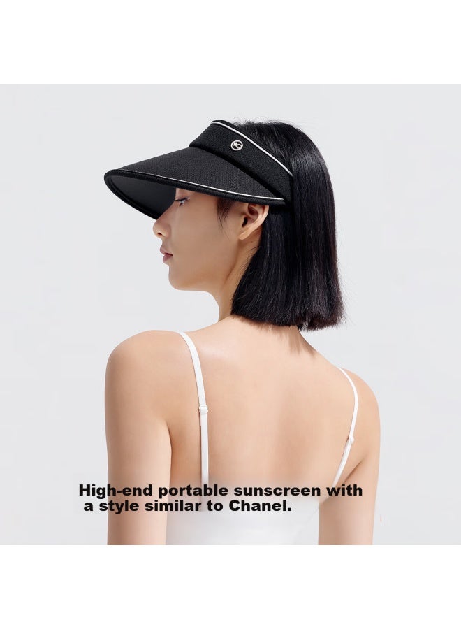 Vvc Chengyi Same Style Sun Protection Hat For Women, Summer Sun Hat, Full Face Sunshade Hat, Visor Hat, Elegant Black - Image 4