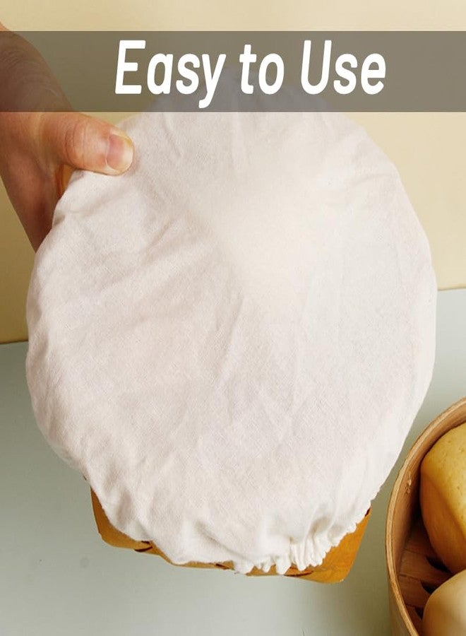 Yopolaz 4 Pack Sourdough Bowl Covers - Reusable Bowl Covers for Bread Proofing - Cotton Bowl Covers with Elastic Stretch Fits 5”-8.5” Diameter Bowls and Jar Mouth, Machine Washable (White) - Image 5