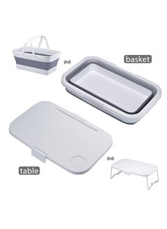 MIXDE 15L Folding Outdoor Picnic Storage Basket Bag with Lid Tray Table  Collapsible Tube with Handle  Foldable Basin Bucket  Washing Up Bowl  Car Trunk Organizer for Camping  BBQ Beach  - Image 3