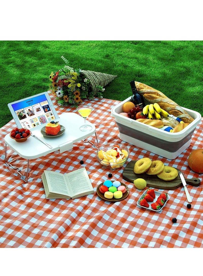 MIXDE 15L Folding Outdoor Picnic Storage Basket Bag with Lid Tray Table  Collapsible Tube with Handle  Foldable Basin Bucket  Washing Up Bowl  Car Trunk Organizer for Camping  BBQ Beach  - Image 4