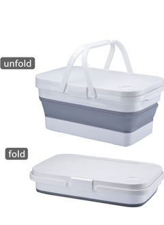 MIXDE 15L Folding Outdoor Picnic Storage Basket Bag with Lid Tray Table  Collapsible Tube with Handle  Foldable Basin Bucket  Washing Up Bowl  Car Trunk Organizer for Camping  BBQ Beach  - Image 2