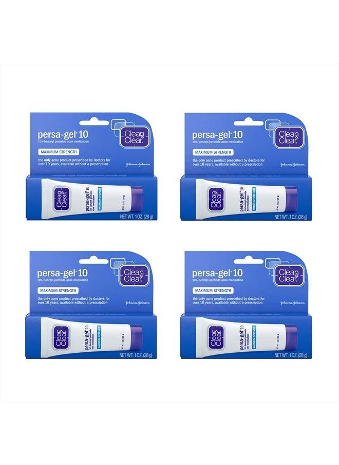 Clean & Clear - PersaGel 10 Acne Medication Spot Treatment with Maximum Strength 10 Benzoyl Peroxide Topical Pimple Cream Acne Gel medication for Face Acne with Benzoyl Peroxide, 4 Count - Image 1