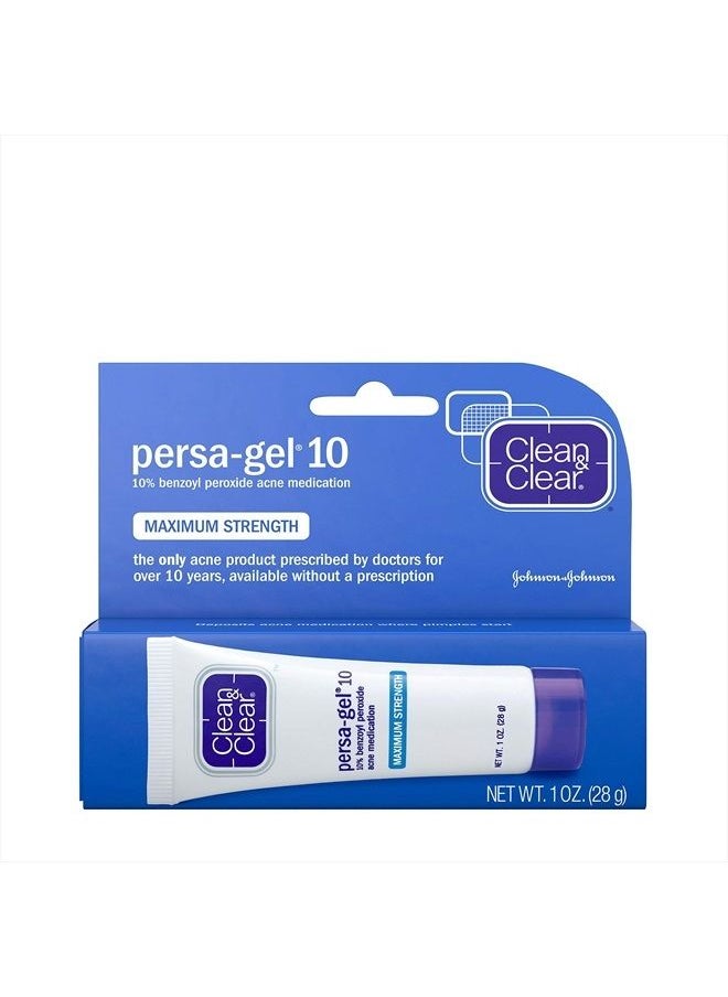 Clean & Clear - PersaGel 10 Acne Medication Spot Treatment with Maximum Strength 10 Benzoyl Peroxide Topical Pimple Cream Acne Gel medication for Face Acne with Benzoyl Peroxide, 4 Count - Image 1
