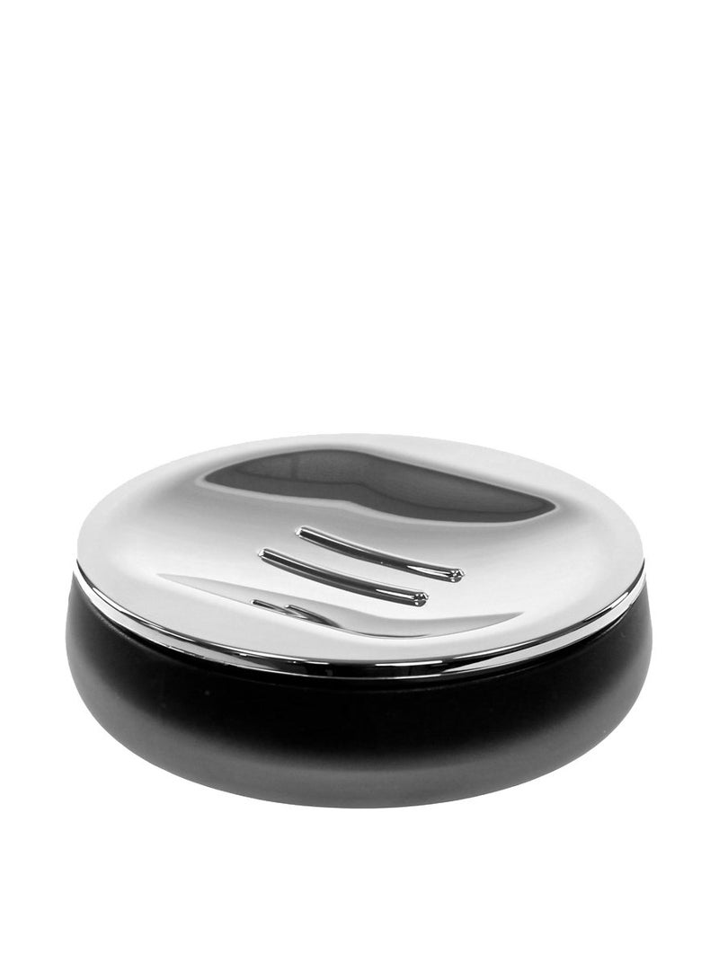 Gedy Tiglio Round Glass Soap Dish in Thermoplastic Resins, Black - Image 3