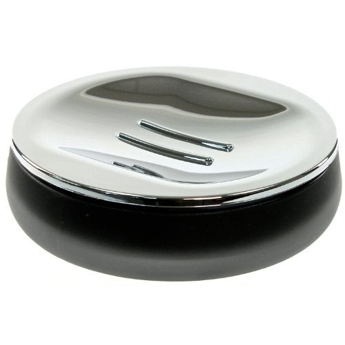 Gedy Tiglio Round Glass Soap Dish in Thermoplastic Resins, Black - Image 4
