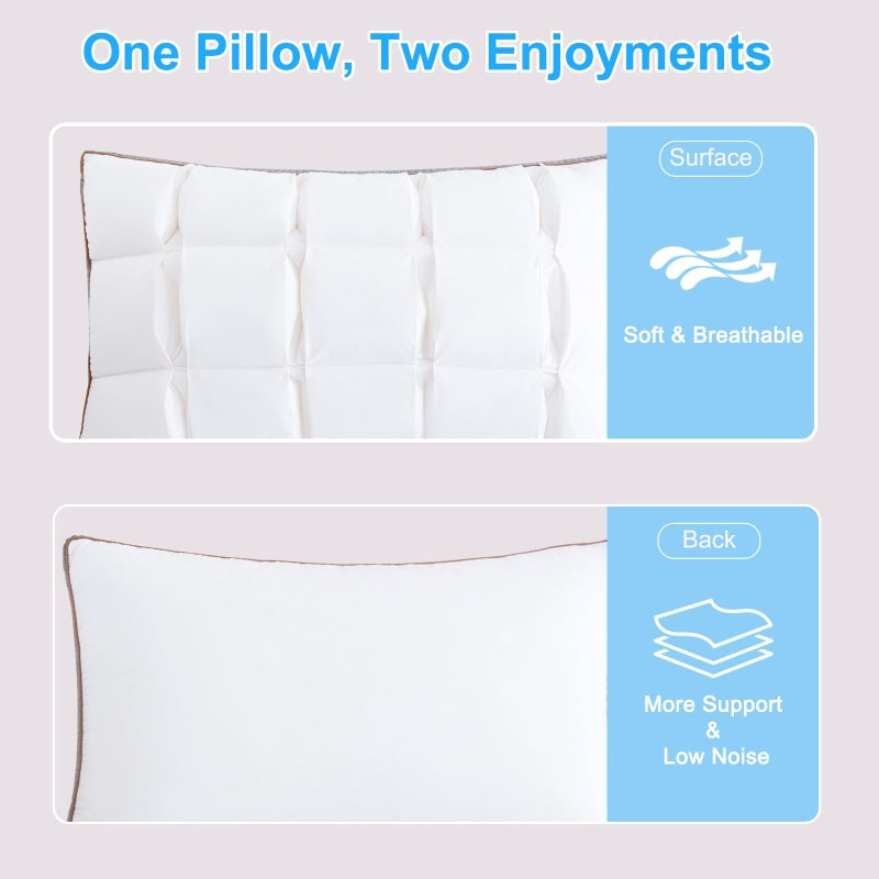 YOUR MOON Soft Pillow Queen for Sleeping, Super Soft Support Down Alternative Pillow, 100% Cotton Shell Luxury Comfy Fluffy Bed Pillows for Sleep(White) - Image 4