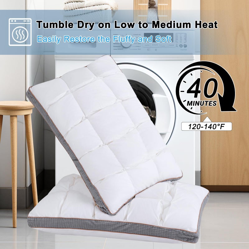YOUR MOON Soft Pillow Queen for Sleeping, Super Soft Support Down Alternative Pillow, 100% Cotton Shell Luxury Comfy Fluffy Bed Pillows for Sleep(White) - Image 5