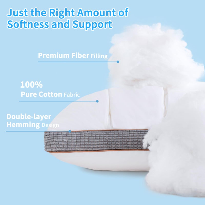 YOUR MOON Soft Pillow Queen for Sleeping, Super Soft Support Down Alternative Pillow, 100% Cotton Shell Luxury Comfy Fluffy Bed Pillows for Sleep(White) - Image 3