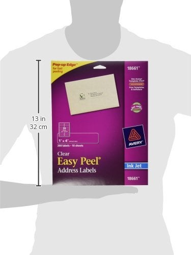 Avery Printable Address Labels with Sure Feed, 1" x 4", Matte Clear, 200 Blank Mailing Labels (18661) - Image 3