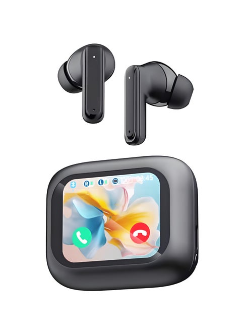 Bluetooth 5.4 Earphones with LED Touch Screen, HiFi Sound Quality, ANC+ENC Noise Cancelling In-Ear Earphones, Support Multiple Language Switching, Ultra-Long Battery Life, Waterproof - Black