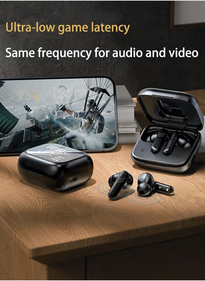 Volynix - Bluetooth 5.4 Earphones with LED Touch Screen, HiFi Sound Quality, ANC+ENC Noise Cancelling In-Ear Earphones, Support Multiple Language Switching, Ultra-Long Battery Life, Waterproof - Black - Image 1