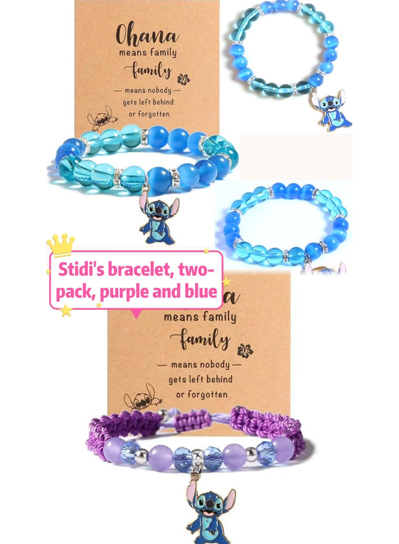 Stitch Cartoon Crystal Beaded Fashion Bracelet 2 Pack for Men and Women - Image 1