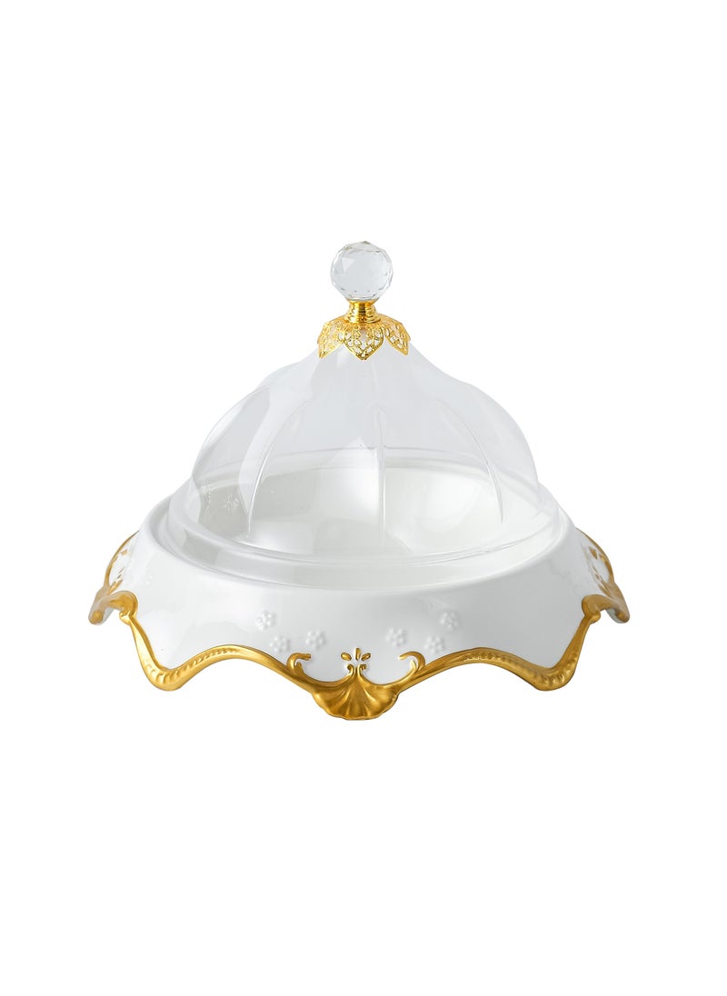 Life Smile LIFE SMILE Cake Stand with Lid - Multifunctional Serving Dish and Cake Plate,Use as Salad Bowl/Veggie Platter/Punch bowl/Desert Platter/Nachos & Salsa Plate  - Image 1