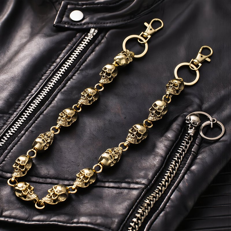Skull Pant Chain 14K Gold Plated Metal Unisex Punk Hip Hop Jean Waist Decor - Image 5