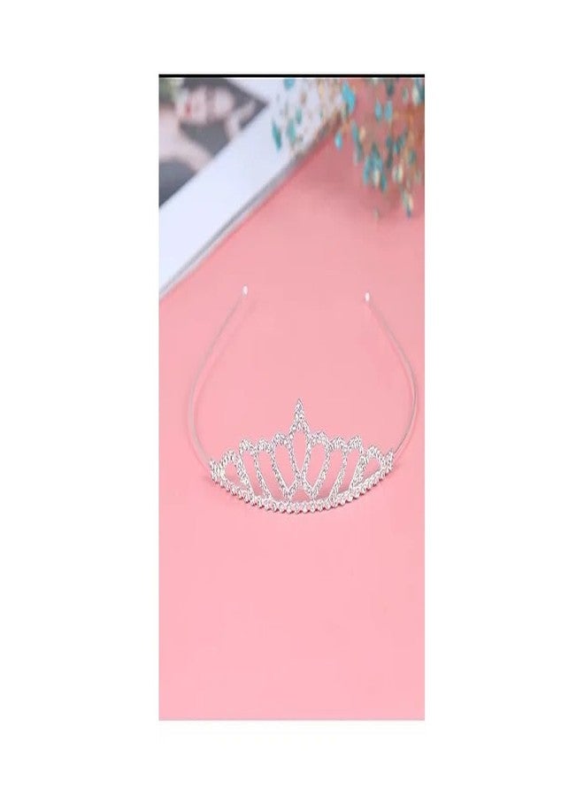 EvoNest Crystal Crown Tiara for Baby Girls - Elegant Look Hair Accessory Hair Band for 8-14 years Kids - (Silver) - Image 3