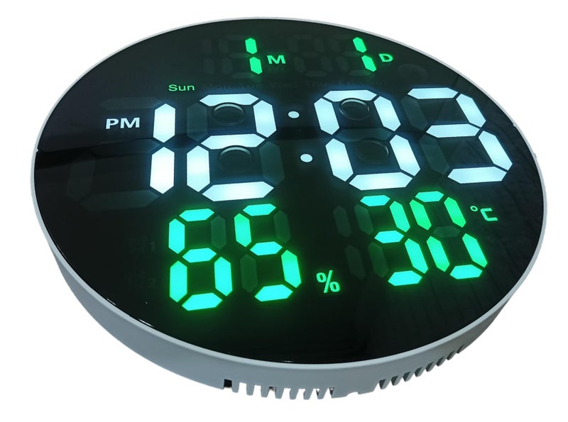 De'rons 10" Plastic Digital Wall Clock with Remote Control & Alarm for Home Décor Office 12/24 Hours Temperature Humidity Date Week Silent Electronic Digital Wall Clock (DC-3813 Green) - Image 4