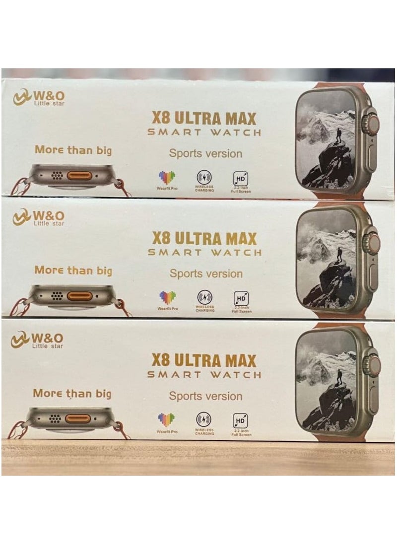 W&O - Watch x8 ultra max on hd display orange with gold edition. Screen size x8 ultra 4mm9 for receiving calls. orange - Image 1