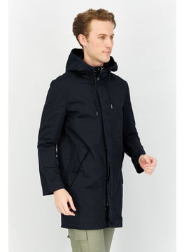 Jack Jones Men Solid Hooded Long Sleeve Parka Jacket, Navy Blue  - Image 3