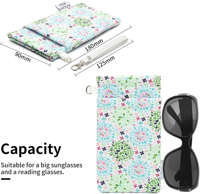 Face Shadow Double Glasses Case Soft Eyeglass Case For Women Men Squeeze Top Sunglasses Case With Cleaning Cloth - Image 3