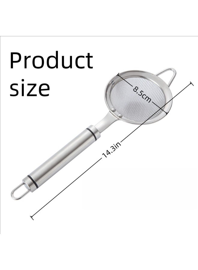 Stainless Steel Fine Mesh Strainer Kitchen Colander Sieve with Handle, 8.5cm Mesh, 14.3in Total Length - Image 3