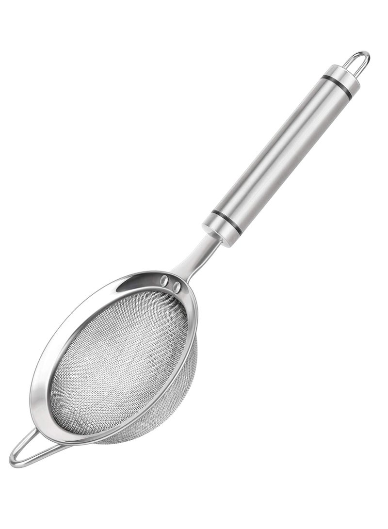 Stainless Steel Fine Mesh Strainer Kitchen Colander Sieve with Handle, 8.5cm Mesh, 14.3in Total Length - Image 1