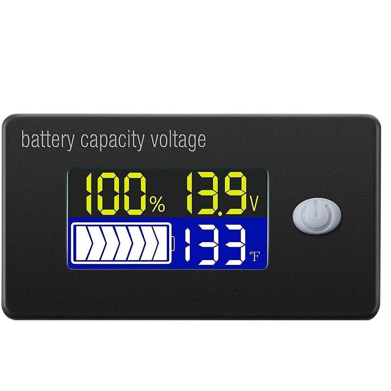 مؤشر سعة بطارية 12V شاشة LCD فولتميتر مقياس حرارة اختبار لبطاريات الليثيوم أيون والليثيوم فوسفات الحديد والحمض الرصاصي - Image 4