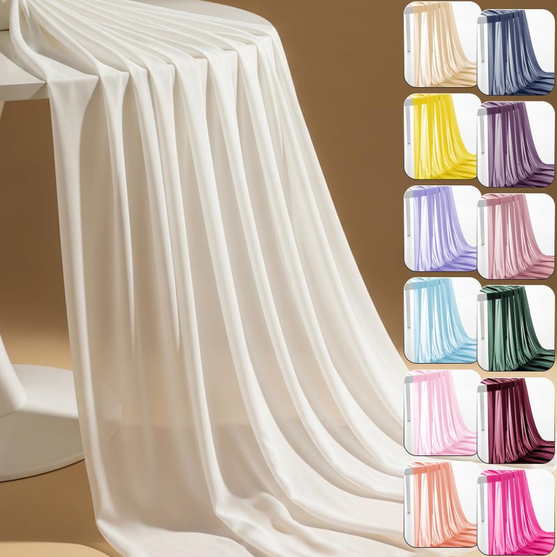IONTACH 60" Chiffon Fabric by The Yard Pre-Cut Sheer Fabric for Wedding Arch Draping Fabric Party Backdrop Decoration Ceiling Decor (Ivory, 1 Yard) - Image 1