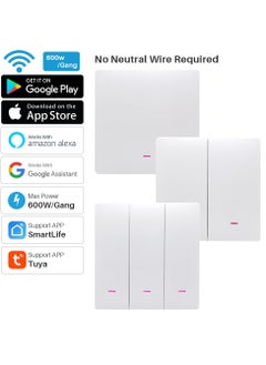 UanTii Smart Switch Wifi Light Wall Switch, No Neutral Wire Required, 1 gang  - Image 1