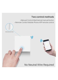 UanTii Smart Switch Wifi Light Wall Switch, No Neutral Wire Required, 1 gang  - Image 3