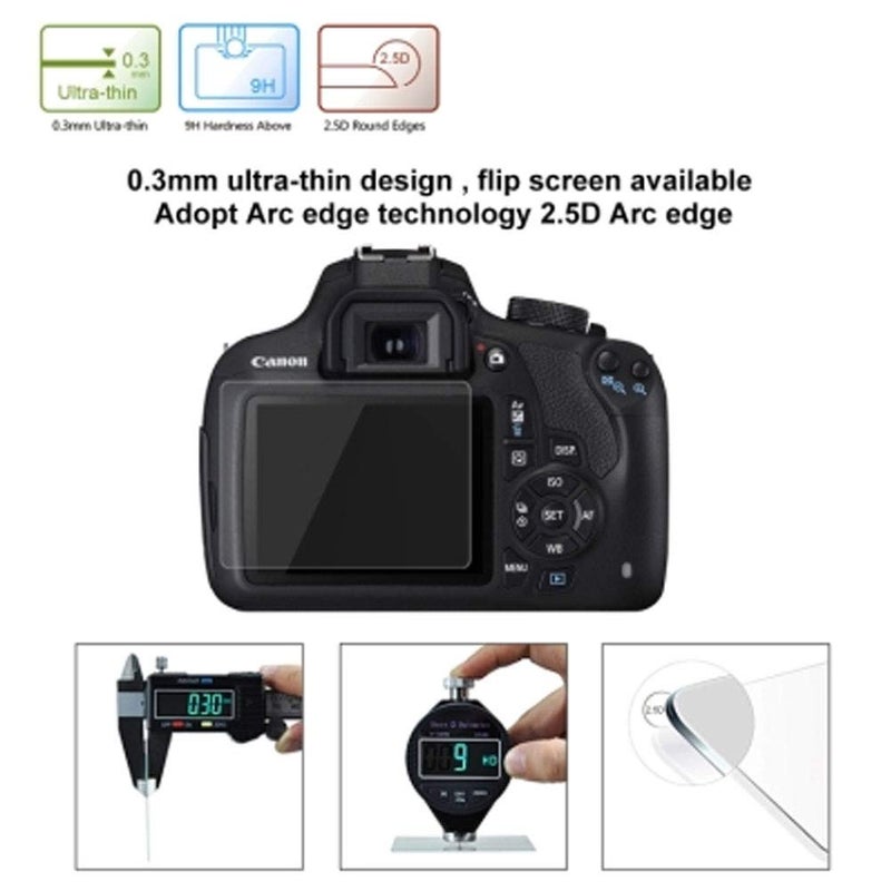 Careflection Premium 2.5D Tempered Glass for Canon EOS 1200D, Canon EOS 1300D, Canon EOS Rebel T6, Canon EOS Rebel T5 Tempered Glass Screen Protector, Anti-Scratch, Bubble Free - Image 2