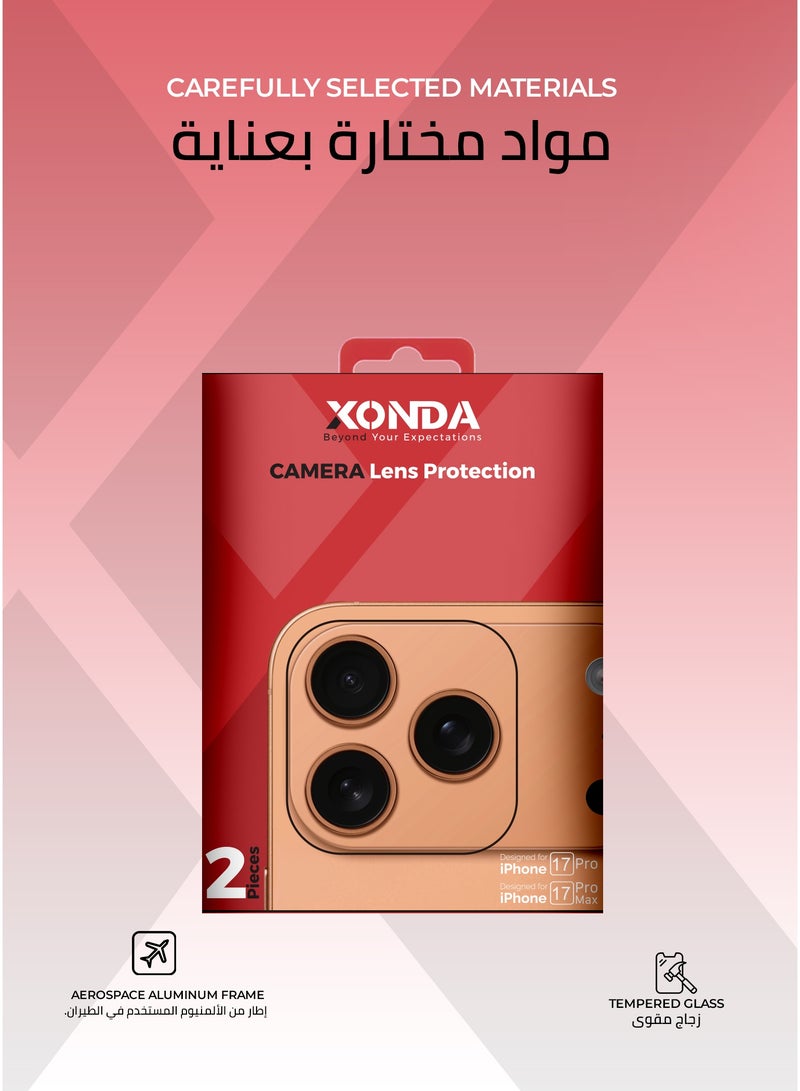 Xonda IPhone 17 Pro/Pro Max Camera Lens Protector Orange Color - HD Clarity, Easy and Precise Installation, Scratch Resistant,2-Pieces. - Image 5