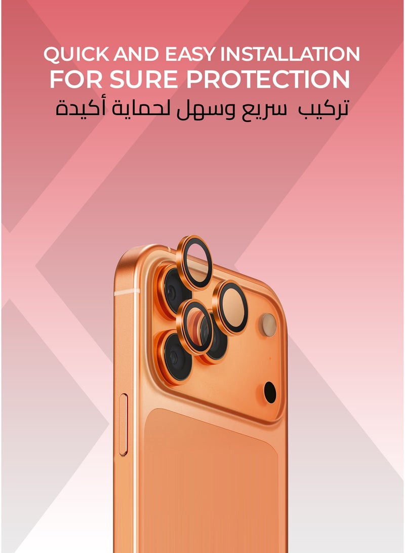 Xonda IPhone 17 Pro/Pro Max Camera Lens Protector Orange Color - HD Clarity, Easy and Precise Installation, Scratch Resistant,2-Pieces. - Image 3
