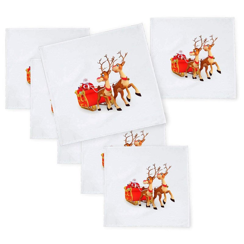 Khakee 6 Pcs Christmas Theme Tafta Silk Table Napkins 10x 10 for Xmas Decoration Christmas OrnamentsChristmas Gift npxmas40P - Image 1