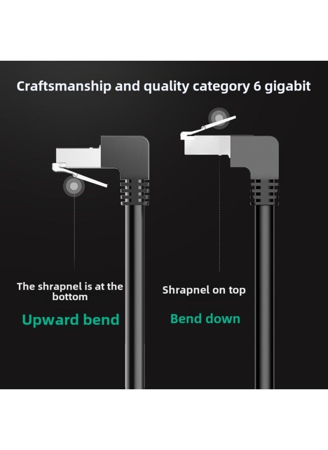 Generic Manufacturers CAT6 Six Types Of Network Cable Elbow Network Jumper Bend Up And Down 90 Degrees Finished High-speed Gigabit Cable-Color:Up Bend To Down Bend-Line Length:8 M  - Image 2