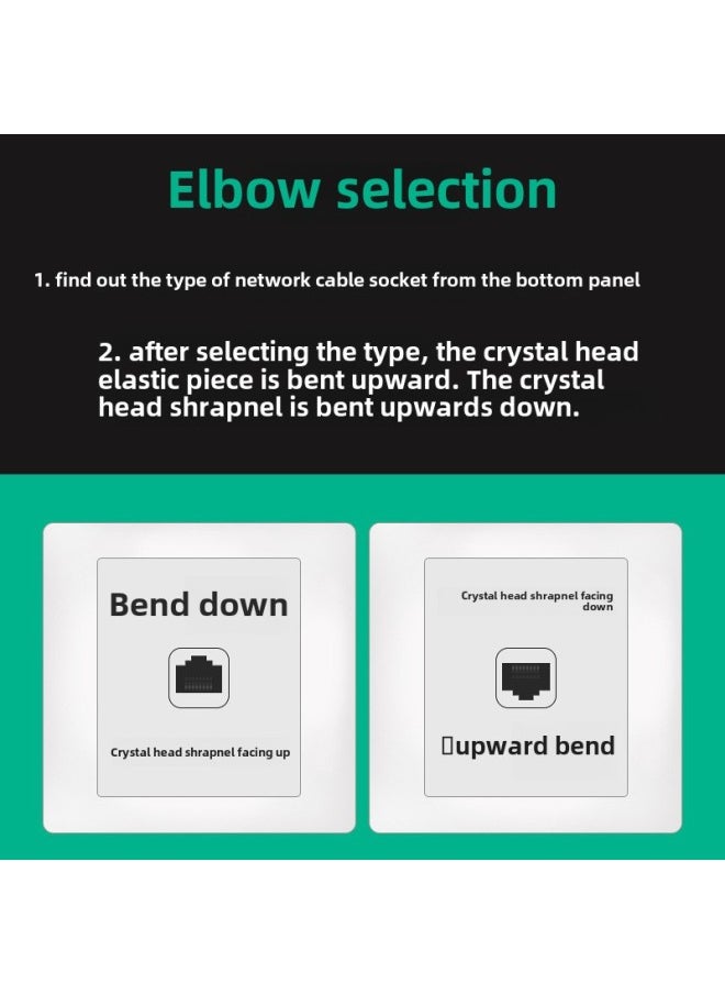 Generic Manufacturers CAT6 Six Types Of Network Cable Elbow Network Jumper Bend Up And Down 90 Degrees Finished High-speed Gigabit Cable-Color:Up Bend To Down Bend-Line Length:8 M  - Image 3
