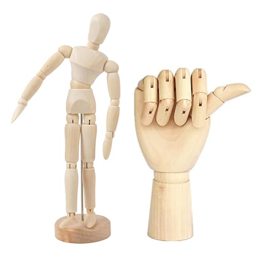 Haniforever 2 Pack 8 Drawing Mannequin7 Little Hand ModelArtists Wooden Drawing Figure Animation Dolls Figure Supplies Stop Motion Art Manikin Poseable Drawing Tools for DecorPaintingSketchingGifts - Image 1