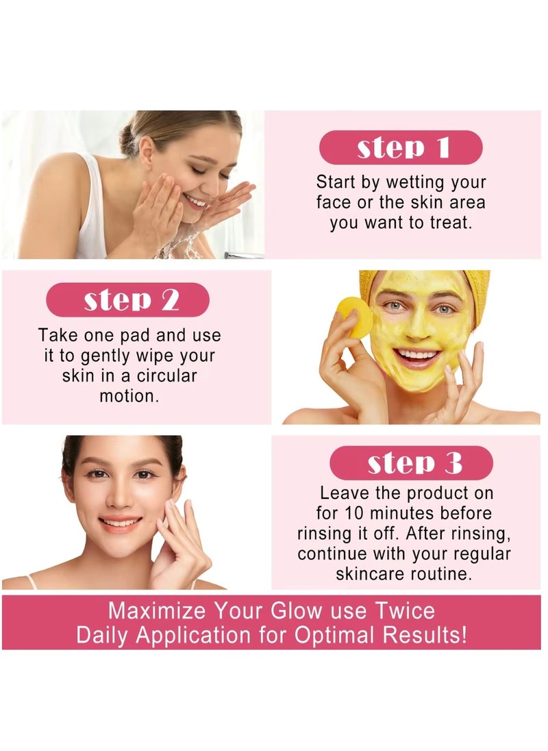 ALIVER 40Pcs Kojic Acid & Turmeric Cleansing Pads for Dark Spots Turmeric Kojic Acid Cleansing Pads Helps Balance Skin Oil & Water Fade Spot Remove Excess Keratin Clean Oil Kojic Acid Pads  - Image 4