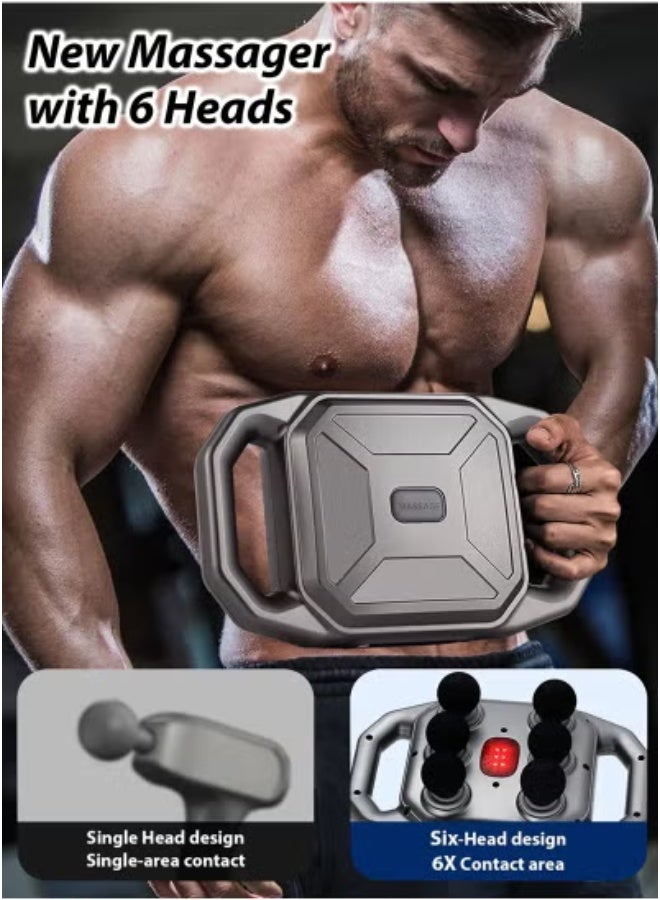 TIGER Six Head Electric Fascia Gun Massager with Vibration & Red Light Therapy – Deep Tissue Muscle Massage Gun for Pain Relief, Body Relaxation & Improved Blood Circulation | Quiet Operation | 6 Massage Heads | Full Body Use – Back, Neck, Legs, Arms, Feet & More - Image 3