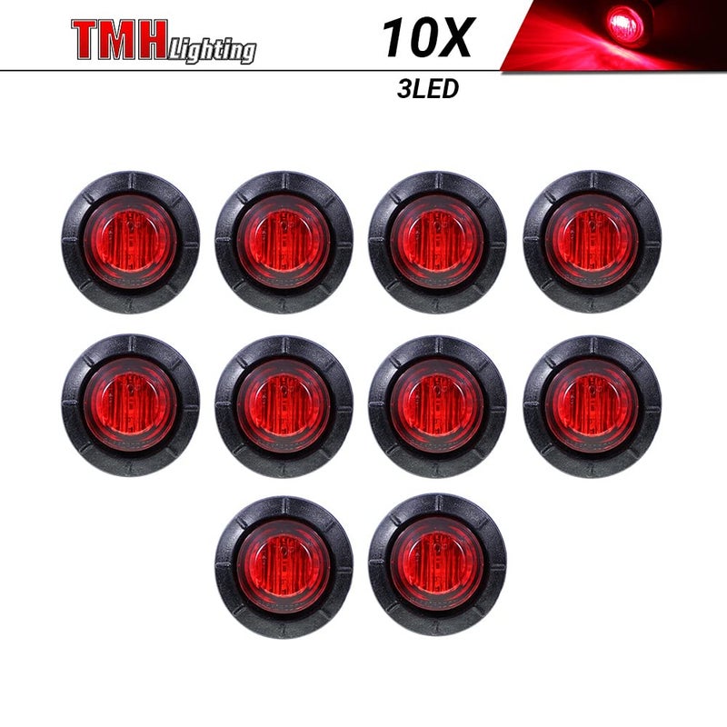 TMH (10 Pcs 3/4 Inch Mount Red LED Clearance Markers Bullet Marker lights, side marker lights, led marker lights, led side marker lights, led trailer marker lights, rv marker lights - Image 2