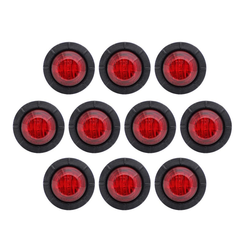 TMH (10 Pcs 3/4 Inch Mount Red LED Clearance Markers Bullet Marker lights, side marker lights, led marker lights, led side marker lights, led trailer marker lights, rv marker lights - Image 1
