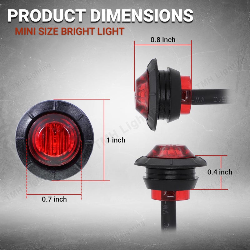 TMH (10 Pcs 3/4 Inch Mount Red LED Clearance Markers Bullet Marker lights, side marker lights, led marker lights, led side marker lights, led trailer marker lights, rv marker lights - Image 4