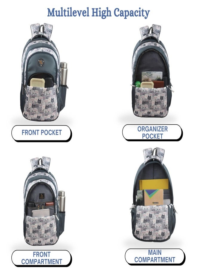 ليجو حقيبة ليجو كاتس آي للأطفال مقاس 19 بوصة مطبوعة للنزهات مع حامل زجاجة مجاني، حقائب مدرسية للأولاد مع جيب للزجاجة ومنظم أمامي، حقيبة مدرسية للبنات (رمادي) - Image 5