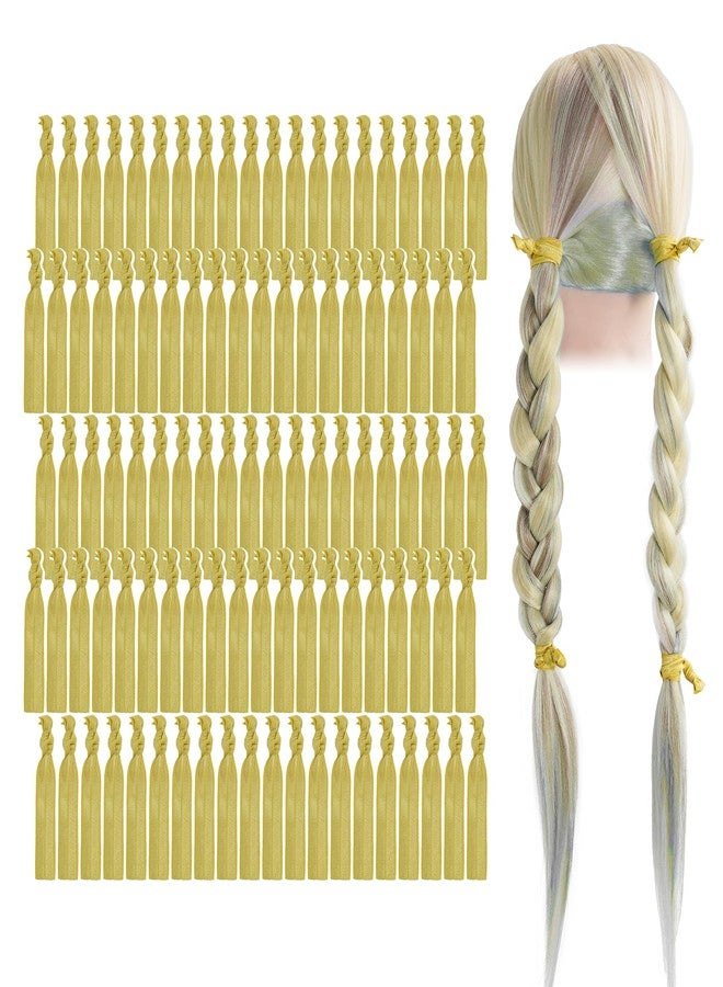 MEEDEE Gold Elastic Hair Ties Pack - 100 No Crease Soft Ribbon Knotted Pony Tails for Women, No Damage, Ouchless for Yoga and Bracelets - Image 1