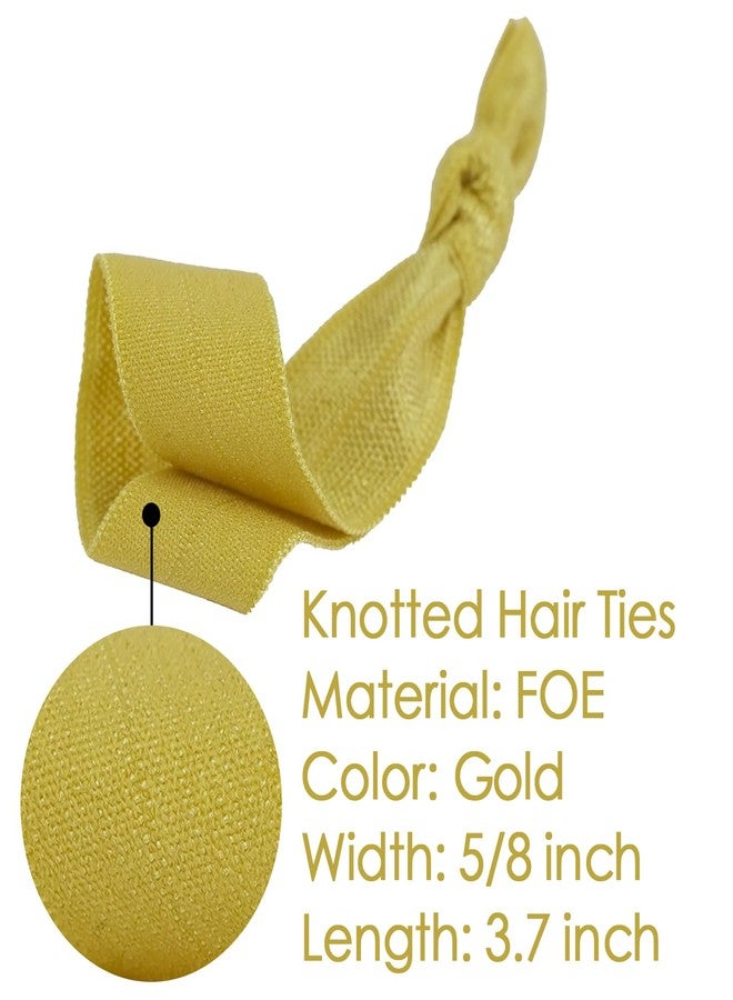 MEEDEE Gold Elastic Hair Ties Pack - 100 No Crease Soft Ribbon Knotted Pony Tails for Women, No Damage, Ouchless for Yoga and Bracelets - Image 2