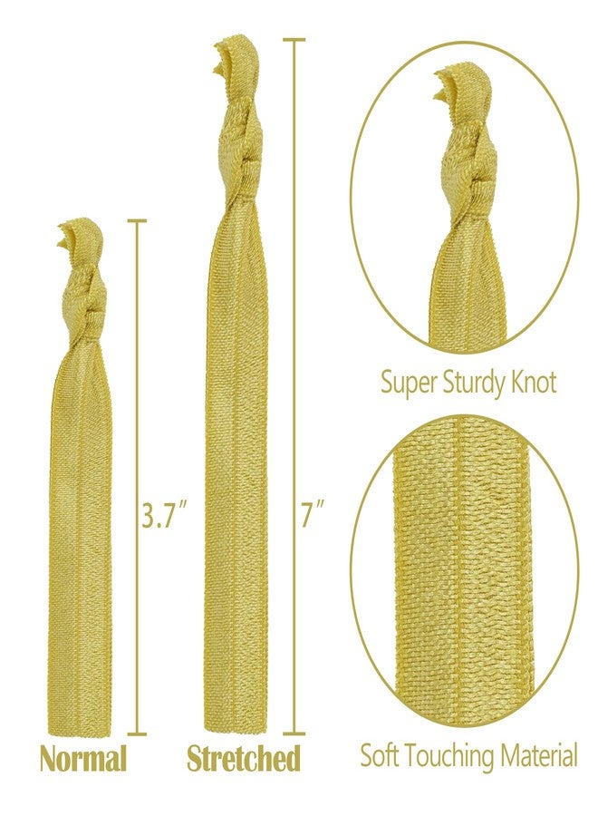 MEEDEE Gold Elastic Hair Ties Pack - 100 No Crease Soft Ribbon Knotted Pony Tails for Women, No Damage, Ouchless for Yoga and Bracelets - Image 3
