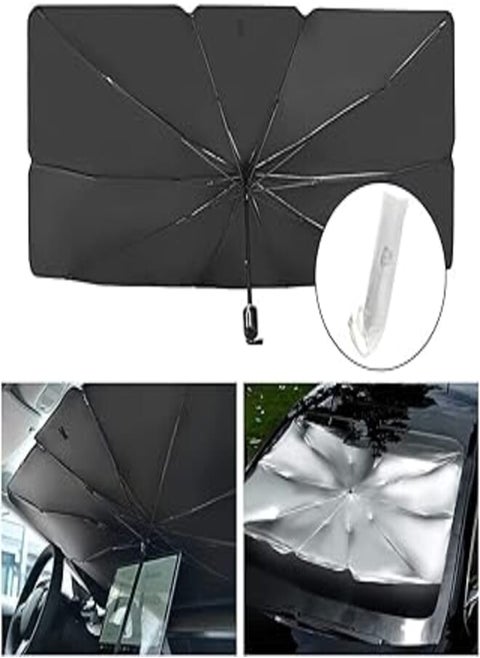 Car sun shade for windshield foldable sunshades umbrella for car front windshield, easy to store and use protect vehicle from uv sun and heat fits windshields of various sizes (57'' x 31'')