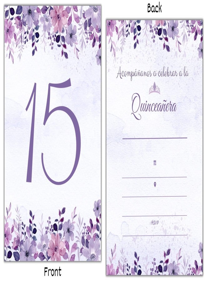 Elcer 20 Quinceañera Party Invitations with envelopes | Blank Fill-in Invites | 5 x 7 | 15th Birthday Party Favor | Sweet 15 | En Español | In Spanish - Image 2