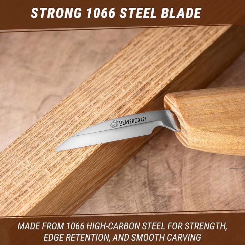 BeaverCraft Wood Chip Carving Knife C8 1.8" Sloyd Whittling Knife for Detail - Wood Carving Tools for Beginners and Kids - Image 5