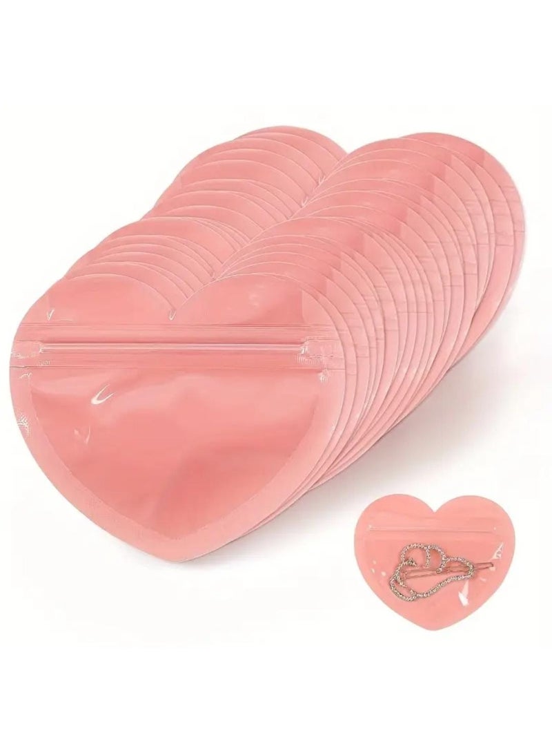 KRONFOL 25 pics Heart-Shaped Jewelry Bags Compatible for Earrings, Necklaces, Bracelets - Self-Sealing PVC Pouches with Cute Romantic Sealable Gift Bags for Valentine's Day, Birthdays, Weddings (Durable & Portable) - Image 1